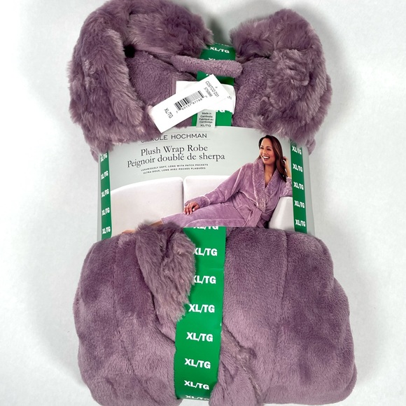 Purple Plush Robe Size Extra Large House Coat Luxuriously Soft Long With Pockets - Picture 4 of 4